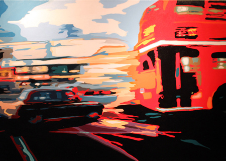 Annie Ralli, Rush Hour. Acrylic on canvas