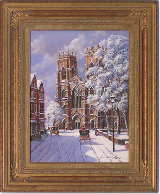 Gordon Lees, Original oil painting on canvas, York Minster, Snow Scene