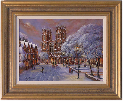 Gordon Lees, Original oil painting on canvas, York Minster, Snow Scene