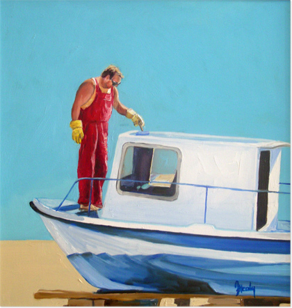 Jean Healy, Fisherman in Red Jumpsuit