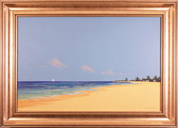 John Wood, Original oil painting on canvas, Beach Scene