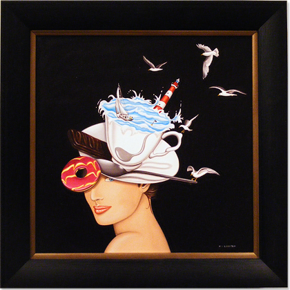 Marie Louise Wrightson, Storm in a Teacup. Original oil painting on panel