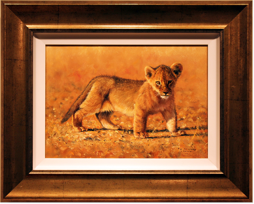 Pip McGarry, Original oil painting on canvas, Lion Cub, Serengetti