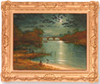 Andrew Grant Kurtis, Original oil painting on panel, Evening at the Lake