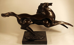 Bronze Statue, Bronze, Abstracted Horse, with marble base