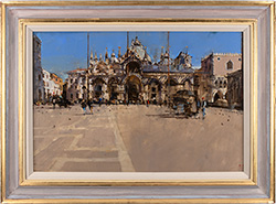 David Sawyer, RBA, Original oil painting on panel, Piazza San Marco, Venice