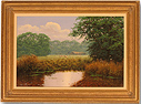 David Morgan, Original oil painting on canvas, Pond and Sheep