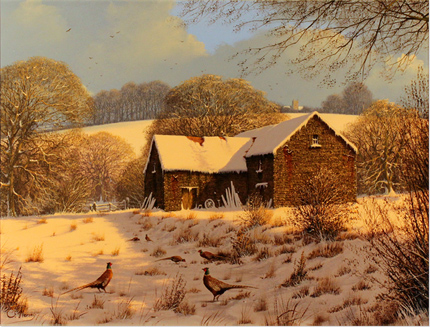 Edward Hersey, Cotswolds Farm, Original Oil Painting on Canavs