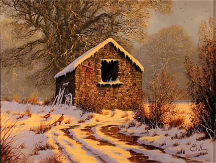 Edward Hersey, Cotswolds Farm, Original Oil Painting on Canavs