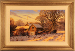 Edward Hersey, Original oil painting on canvas, Cotswolds Farm in Snow