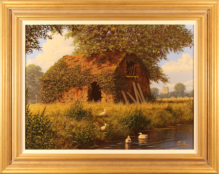 Edward Hersey, 'Cotswolds Barn,' Original oil painting on panel width=