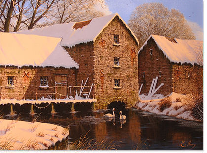 Edward Hersey, Cotwolds Farm in Snow, Original Oil Painting on canvas