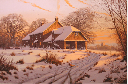 Edward Hersey, Cotswolds Farm in Snow, Original Oil Painting on canvas