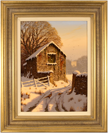 Edward Hersey, Cotswolds Farm in Snow, Original Oil Painting on canvas