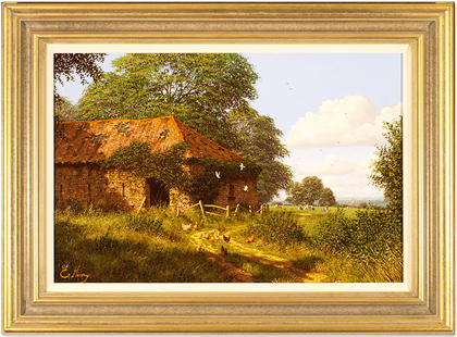 Edward Hersey, Cotswolds Farm, Original Oil Painting on canvas