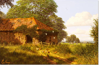 Edward Hersey, Cotswolds Farm, Original Oil Painting on Canvas