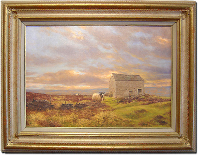 Frank Wright, Original oil painting on canvas, Moors and Sheep