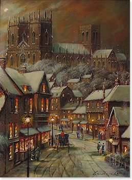 Gordon Lees | Original Oil Painting on Canvas, Bootham Bar at Night, York