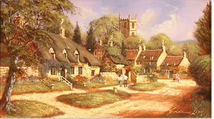 Gordon Lees | Original Oil Painting on Canvas, Canvas, Cotswolds Village