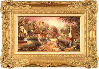 Gordon Lee - Cotswold Village, Original Oil Painting