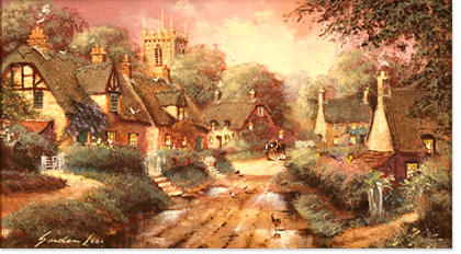 Gordon Lees | Original Oil Painting on Canvas, Canvas, Cotswolds Village