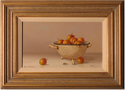 Johannes Eerdmans - Plums in Colander, Original Oil Painting