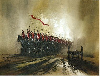 John Bampfield - Military Charge, Original Oil Painting