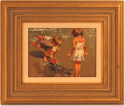 John Haskins - Shell Seekers, Original Oil Painting