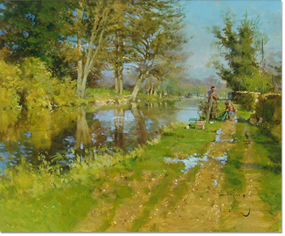 John Haskins | Original acrylic on board, Fishing on the Ouse