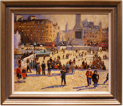 John Haskins - Trafalgar Square, Original Oil Painting