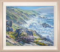 Julian Mason, Original oil painting on canvas, Coastal Path off Clodgy Point, Cornwall