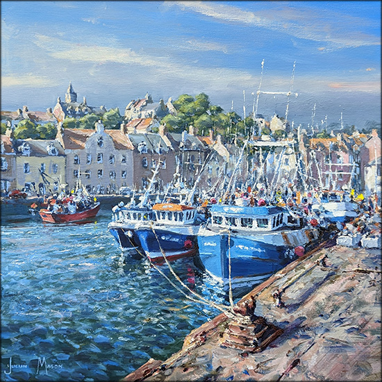 Julian Mason, Original oil painting on canvas, Rest Day at Anstruther, Scotland