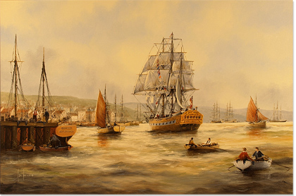 Ken Hammond - Shipping Scene, Falmouth, Original Oil Painting