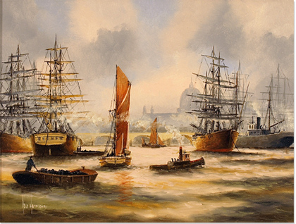 Ken Hammond - London Docks, Original Oil Painting