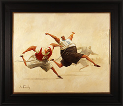Lee Fearnley, Original oil painting on panel, The Finish Line