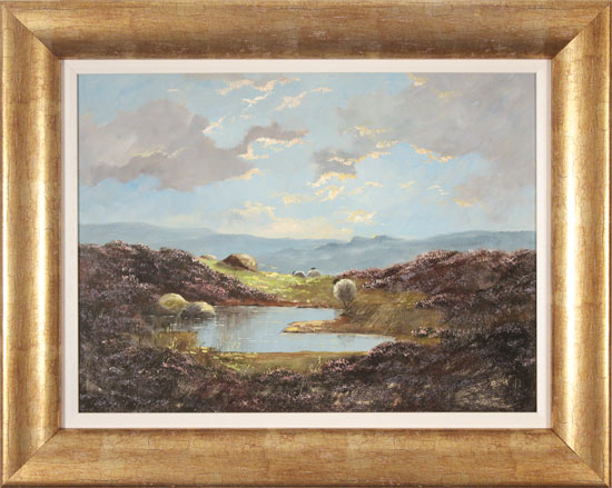 Lewis Creighton, Original oil painting on panel, Over the Moors