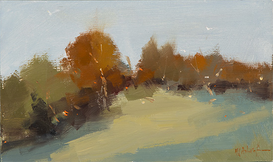 Michael John Ashcroft, ROI, Original oil painting on panel, Autumn Leaves