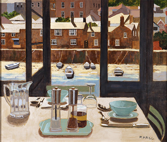 Mike Hall, Original acrylic painting on board, Café Lunch