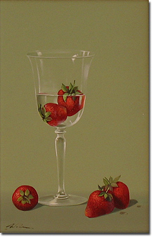 Paul Wilson - strawberries and Glass, Original Oil Painting