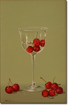 Paul Wilson - Cherries and Glass, Original Oil Painting