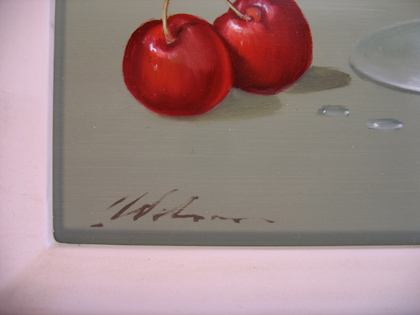 Paul Wilson | Original Oil Painting, cherries and Glass