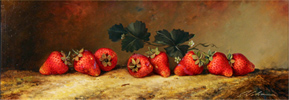 Paul Wilson, Original oil painting on panel, Strawberries