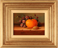 Raymond Campbell, Original oil painting on panel, Grapes and Orange