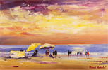 Roberto Luigi Valente, Original acrylic painting on board, Lavender Fields, Tuscany