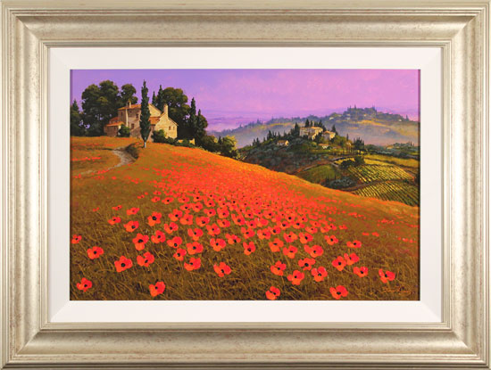 Steve Thoms, Original oil painting on panel, Tuscan Sunset