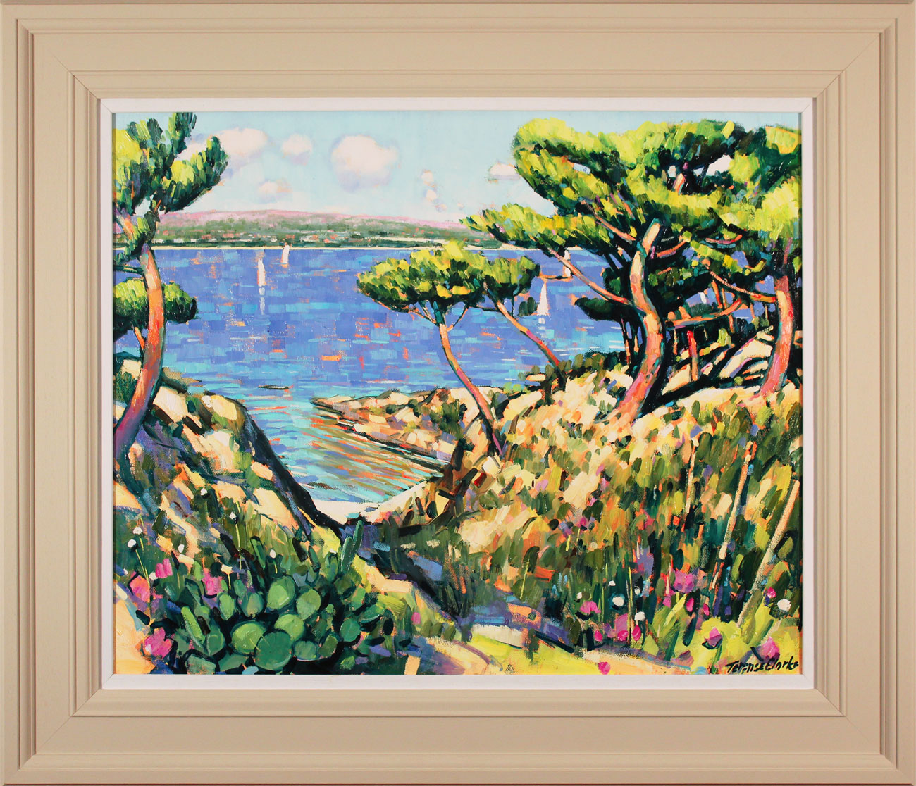 Terence Clarke, Original oil painting on canvas, Island Pines near La Ciotat