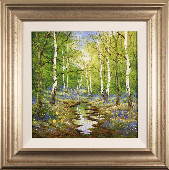 Terry Evans, Original oil painting on canvas, Birch and Bluebell