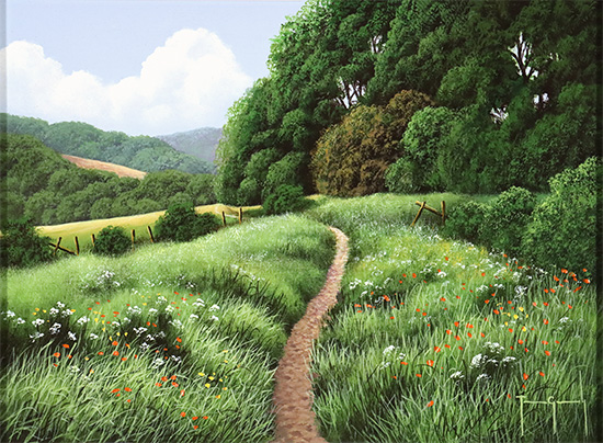 Terry Grundy, Original oil painting on panel, The Meadow Trail 