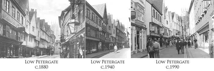 Low Petergate, York through the ages