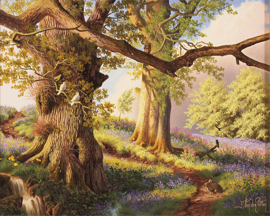 Daniel Van Der Putten, Original oil painting on panel, Spring on the Edge of Badby woods, Northamptonshire